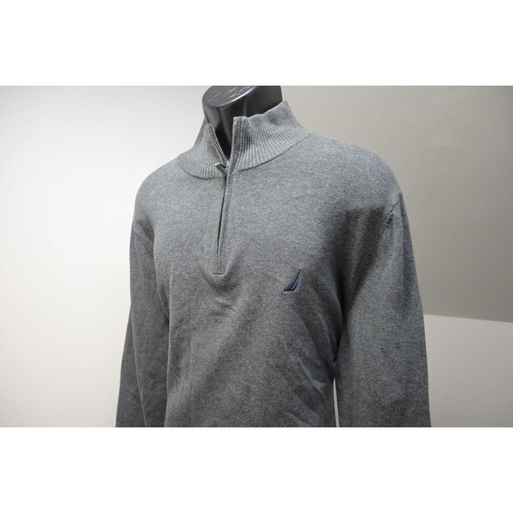 Nautica 1/4 Zip Pullover Knitted Sweater Gray Yachting Casual Mens‎ Size XL